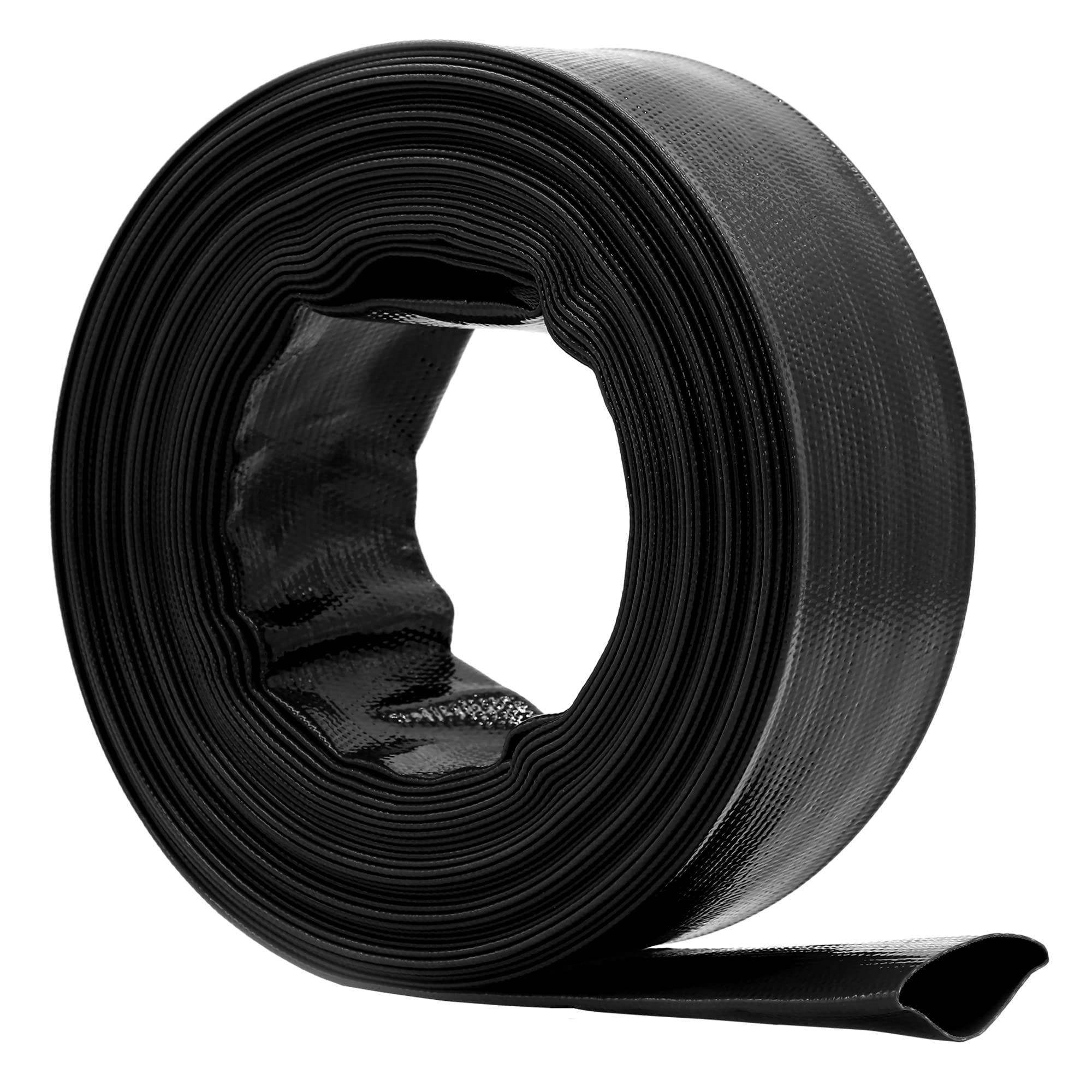 Photo 1 of DAVCO 2" x 25 ft Extra Heavy Duty Discharge Pool Backwash Hose, Reinforced PVC Lay Flat Water Hose, Weather and Burst Resistant, Best Pool Filter Pump Hose & Drain Pool Hose, Black