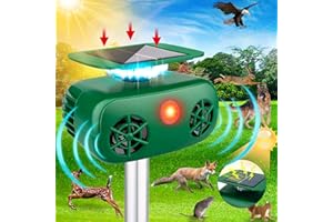 ENERJARY Ultrasonic Animal Repeller,Solar Animal Repeller,Cat Repellent Outdoor Solar Powered Ultrasonic Dog Repeller with Motion Sensor & Flashing Light,Bird Repellent for Repelling Squirrels,Raccoon,Cat