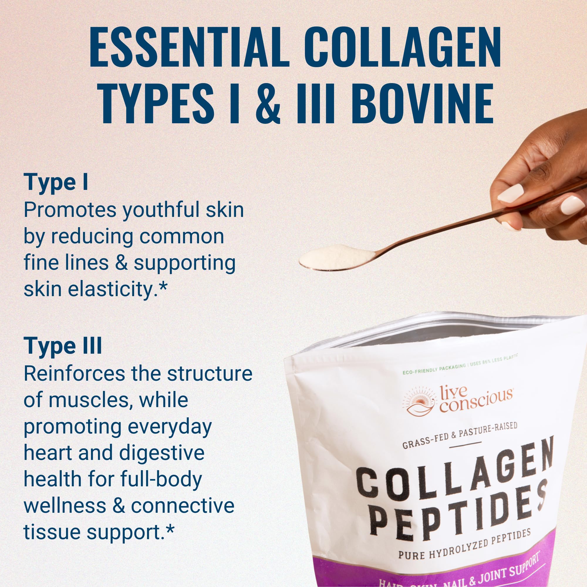 Collagen Peptides Powder - Naturally-Sourced Hydrolyzed Collagen Powder - Hair, Skin, Nail, and Joint Support - Type I & III Grass-Fed Collagen Supplements for Women and Men - 41 Servings - 16oz