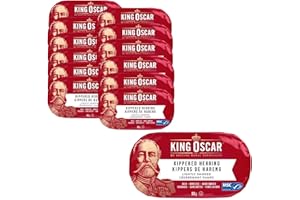 King Oscar, Kippered Herring, Lightly Smoked, 80 gram cans (Packs of 12)