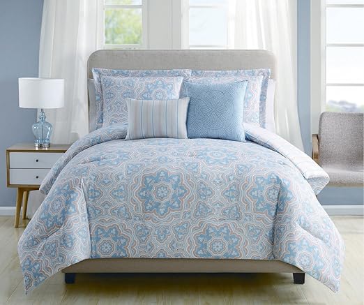 Amazon Com Kinglinen 5 Piece Christine Blue Coral Reversible