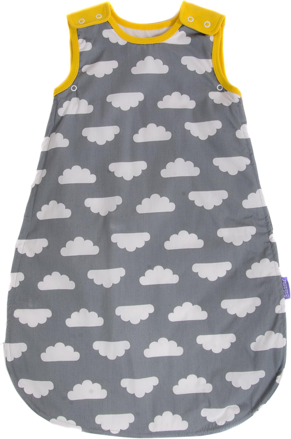 Mama Designs Babasac Multi Tog Baby Sleeping Bag in Grey Cloud with Yellow Edging design for 6 to 18 Months -1.0 and 2.5 Tog included