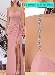 VFSHOW Womens Sexy Formal Prom Ruched Hight Slit