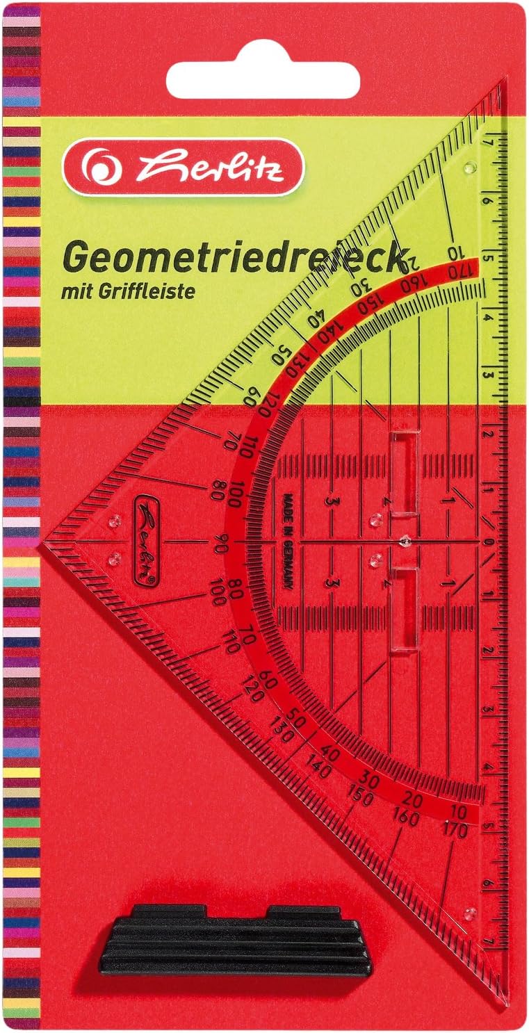 Herlitz Geometrie-Dreieck klein mit Griff, 1 Stück in Klarsichtpackung