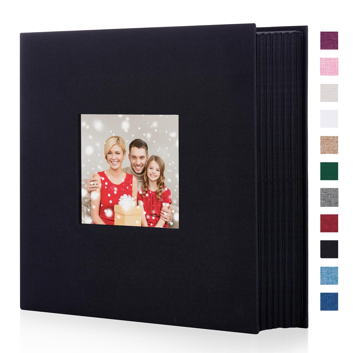 Miaikoe Photo Album 6x4 600 Pockets Slip in Large Capacity Album for Family Wedding Anniversary Linen Album Book Holds 600 Horizontal and Vertical 10x15cm Photos(600 Pockets, Black) — image 1