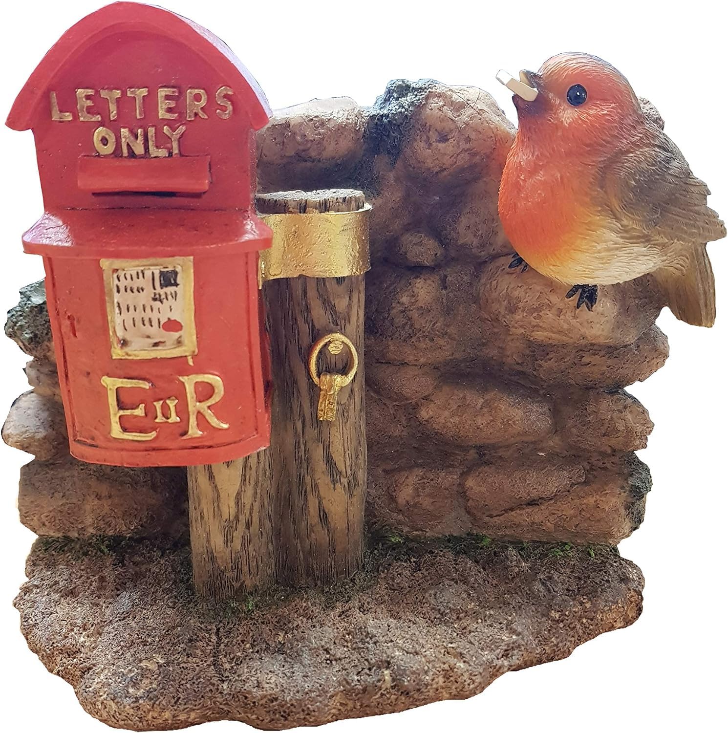 Vivid Arts Robin on Postbox - Highly Detailed Frost Resistant Resin - Home or Garden Ornament - BG-RB01-F