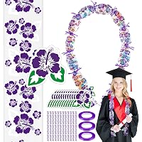 Whaline Graduation Candy Lei Making Kit – Gold DIY Wreath With 26.2Ft Tubing, 50 Flower Pieces, Ribbons For Grad Party Favors And Crafts