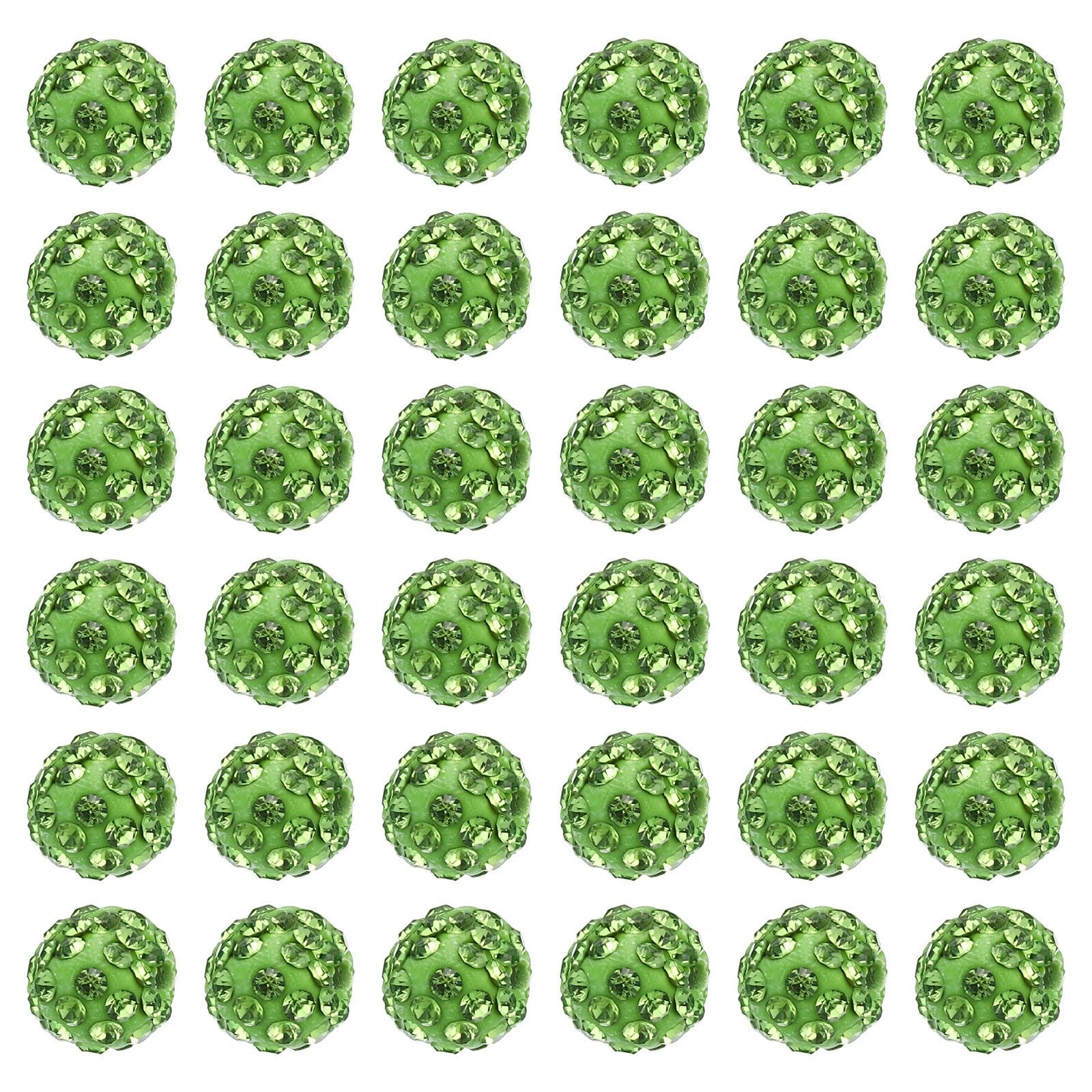PATIKIL 10mm Rhinestone Clay Beads for Jewelry Making, 60 Pack Round Ball Polymer Clay Crystal Charm Beads for Craft Decor Necklace Chain Bracelets DIY, Green