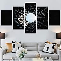 SIGNWIN 5 Panel Canvas Wall Art Modern Art Abstract Closeup Geometric Lights Mixed Media Modern Multicolor for Home Decorations Ready to Hang - 60