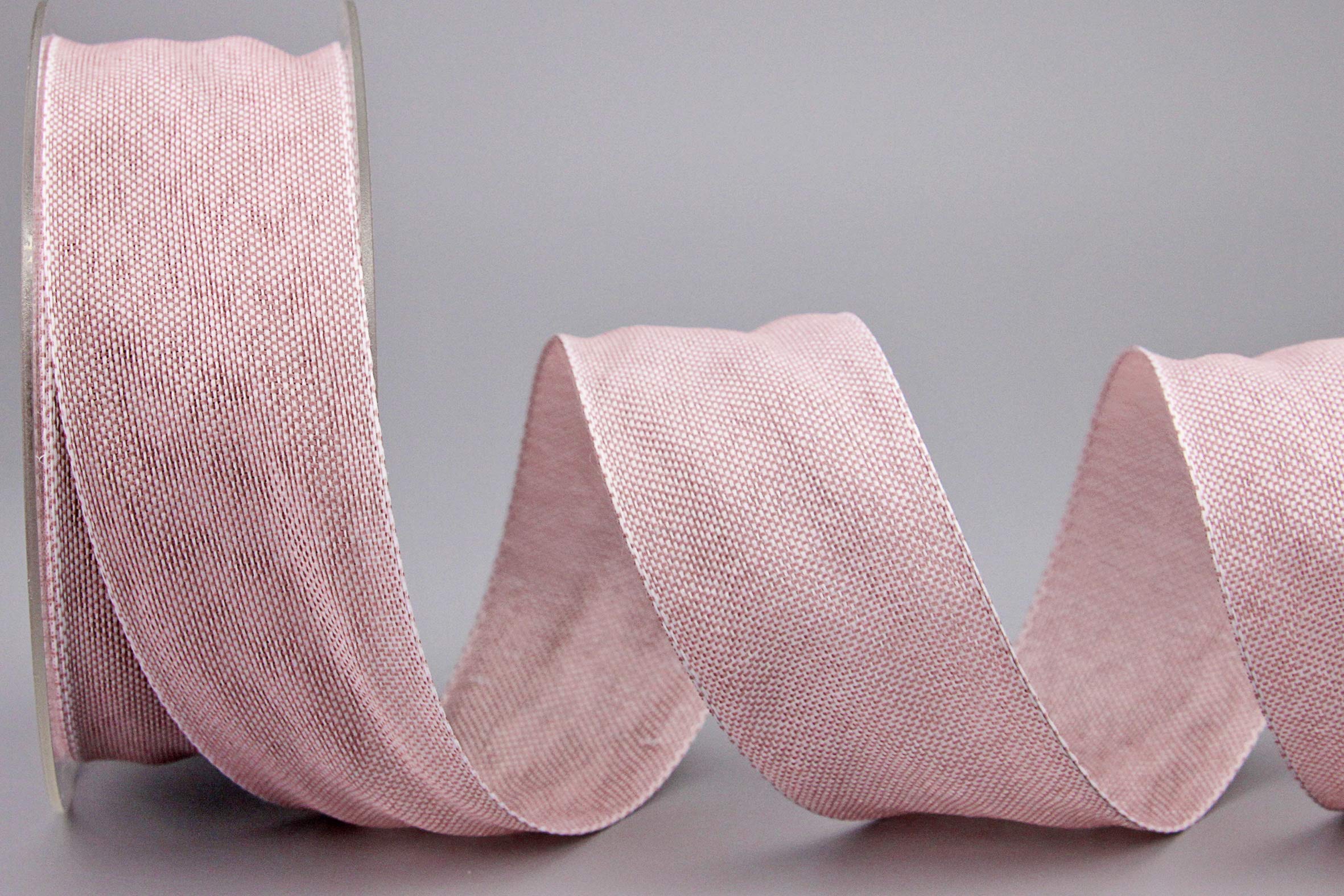 Finemark Oliver Decorative Dusky Pink (107) 20 m x 40 mm Roll Fabric Ribbon with Wire Edges Slightly Shiny Linen Look Taffeta Coarse Woven Gift Ribbon Bow Elegant Decoration Christmas Advent Premium