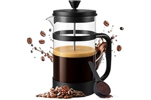 KICHLY - 34 Ounce French Press Espresso and Tea Maker with Triple Filters, Stainless Steel Plunger and Heat Resistant Borosil
