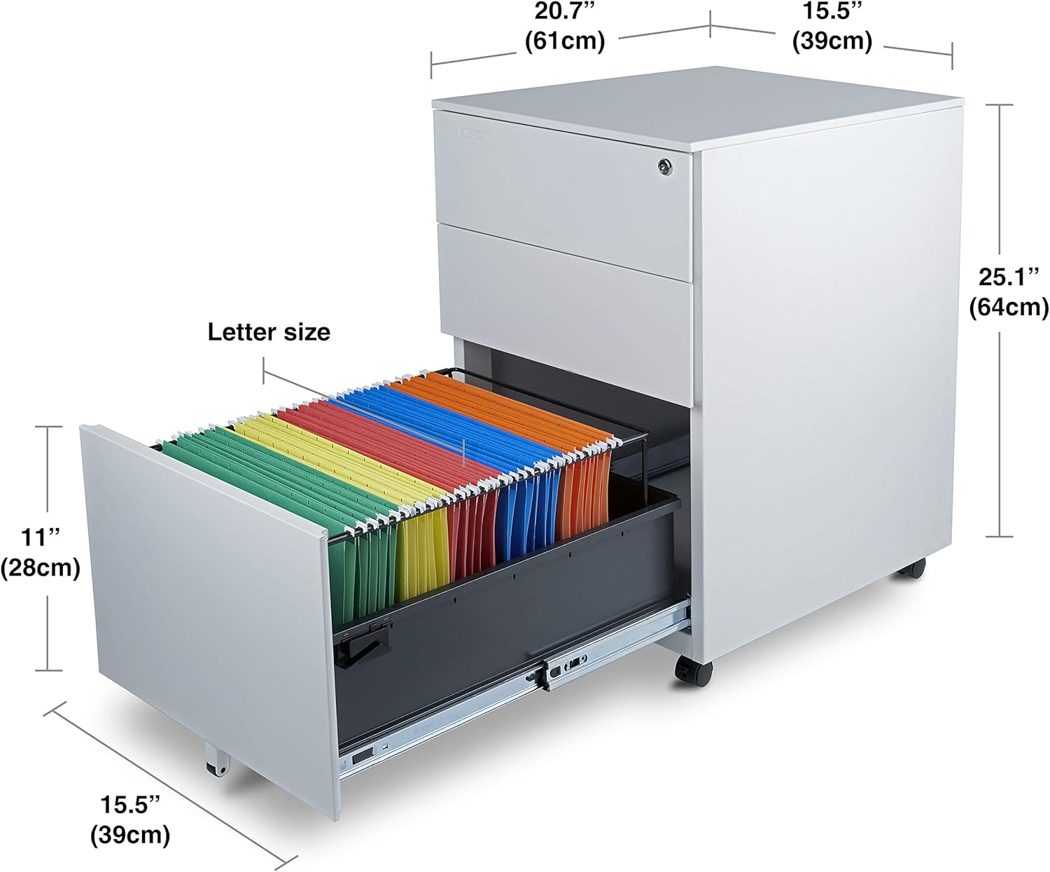 Fully Assembled Aurora Mobile File Cabinet 2 Drawer Metal With Lock Key Sliding Drawer Ready To Use White Aqua Blue File Cabinets Vertical File Cabinets