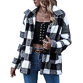 QUCH Sherpa Jacket Women Fuzzy Fleece Winter Coats for Women Shackets for Women 2024 Fashion Casual Warm Gingham Teddy Coat