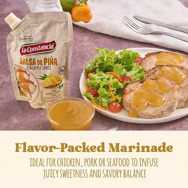 LA CONSTANCIA PINEAPPLE SALSA FRUIT SAUCE AND MARINADE SWEET TANGY PINEAPPLE DIP READY TO USE FOR TACOS RICE BOWLS SALADS AND MEAT, 7 OZ (PACK OF 1)