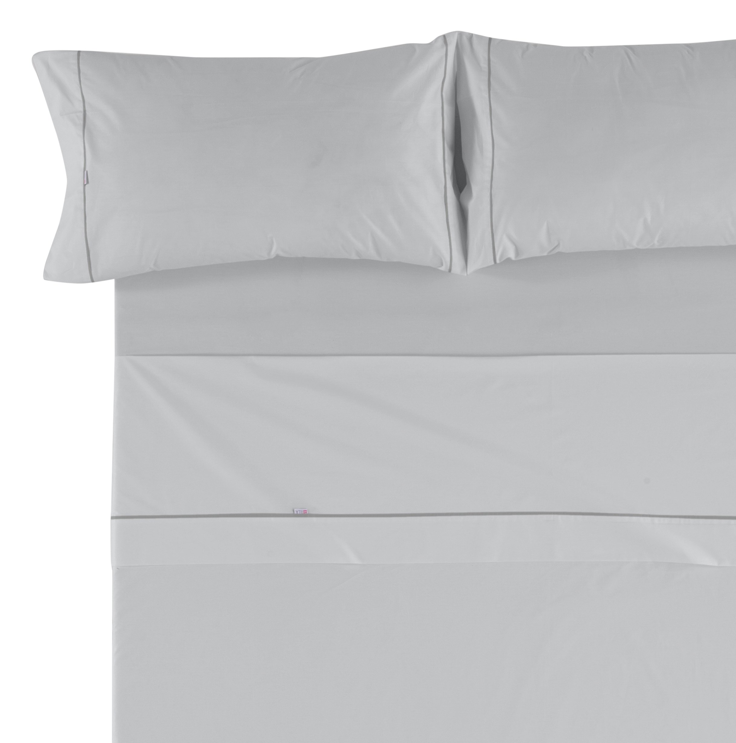 ESTELA – Plain Bedding Set with Bias, Pearl, 160 cm Bed, Cotton-Polyester, 4 Pieces