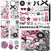 RQAYE Junk case charms,junk case Kit for Customizing Diy Cases,With Cute Bow,Flatback Pearls,Letter Beads, Aesthetic Big Decor for Personalization