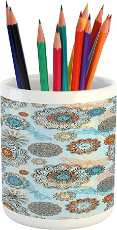 Amazon Com Ambesonne Doodle Pencil Pen Holder Abstract
