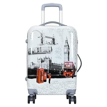 Tramp & Badger Polycarbonate 24 Inch Multicolour Rotating Wheels, Clock Tower Printed Pattern Non-Breakable Trolley Bag