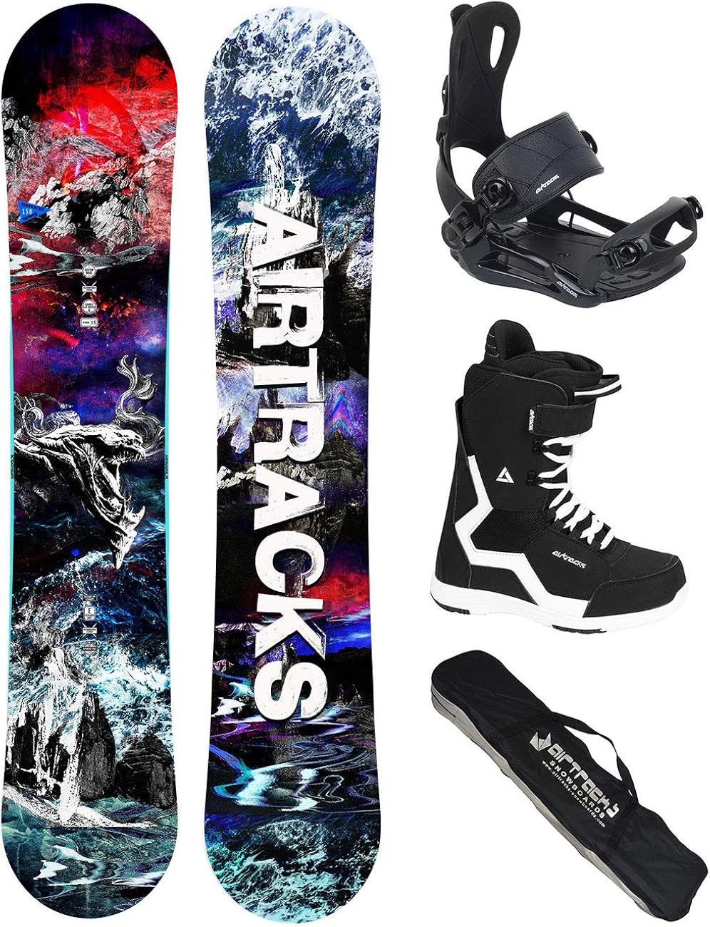 AIRTRACKS Snowboard Set/Pack Planche Fantasy + Fixations Master FASTEC