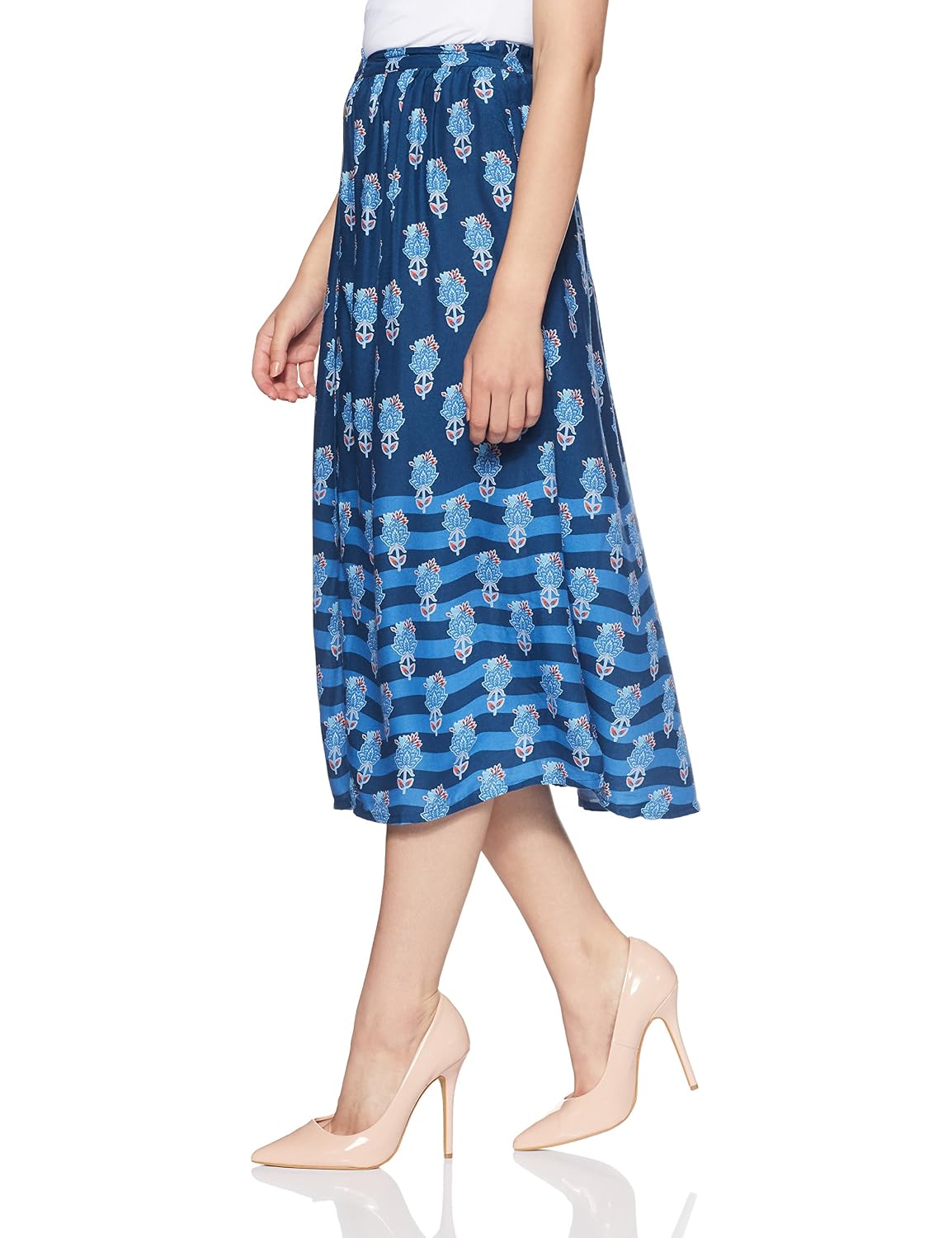 global desi women's a-line knee long skirt