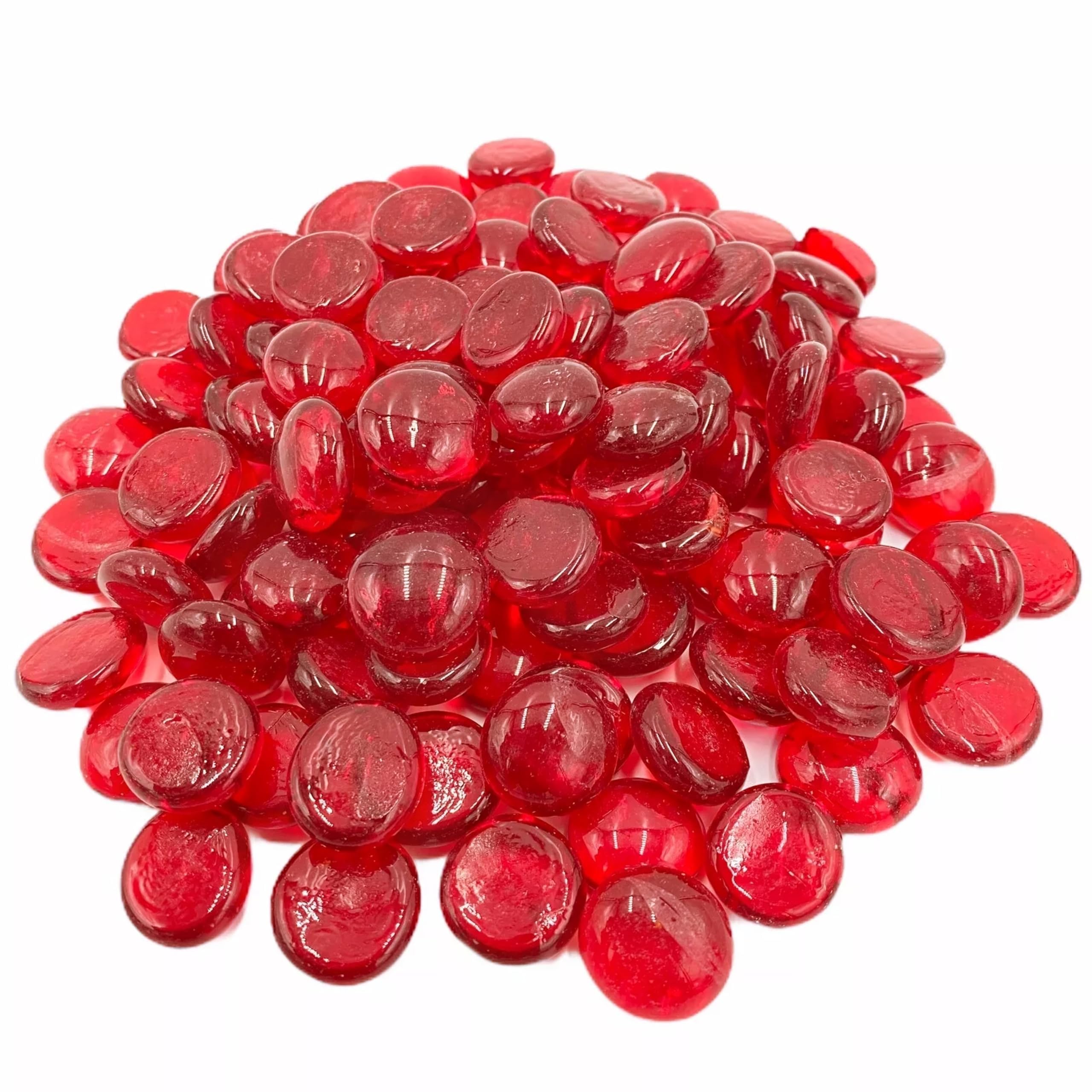 ARSUK 80 Pcs Red Pebbles - Glass Pebbles for Decoration in Fish Tanks, Aquariums, Vases, Plant Pots, Gardens, and Home Decor - Fish Tank Gravel, Stones, Beads, Nuggets, and Crystal Gemstones