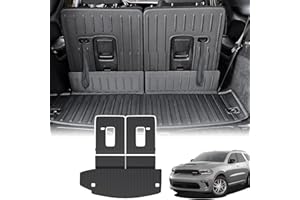 CARESA Cargo Liner Seat Back Covers for 2016-2024 Dodge Durango Accessories, All-Weather TPE 3rd Row Backrest Mats and Trunk Mat Behind 3rd Row (6/7-Passenger)