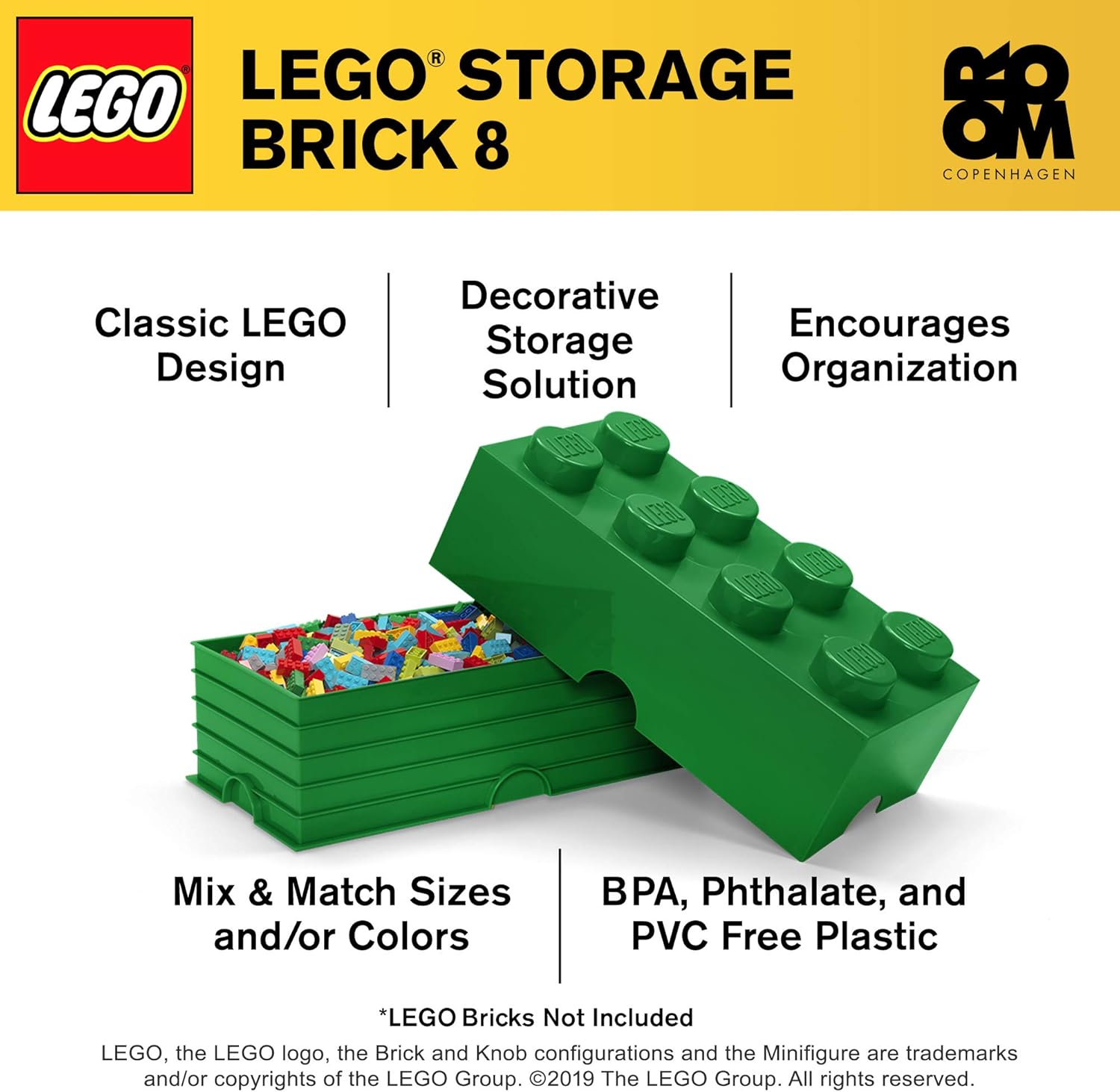 LEGO 40040634 - Caja en Forma de Bloque 8, Color Verde: Amazon.es: Juguetes y juegos