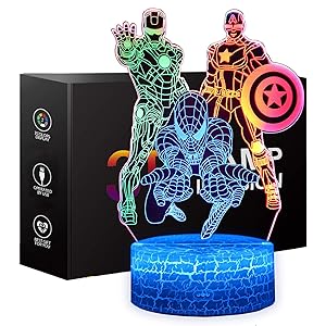 Boys Toys Night Light for Kids, XXMANX 3D Illusion Lamp Touch Control Dynamic Colors Changing with 3 Pattern Kids Toys Christmas Gifts for Men Boys (Smart Touch)