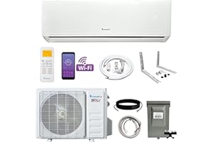 Klimaire 9,000 BTU 23 SEER2 Wall Mounted Ductless Mini Split Inverter A/C Heat Pump System w/ 16’ Installation Kit & Wall Mounting Bracket 115V