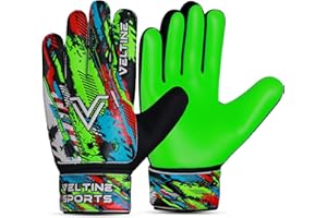 Veltine Sports Soccer Goalie Gloves for Kids Boys Children,Youth & Adult Football Goalkeeper Gloves with Double Wrist Protection and 4mm Latex Anti-Slip Strong Grips Palm
