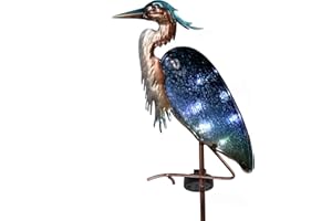 TERESA'S Collections Garden Decor for Outside Blue Heron Solar Lights, 42" Glass Lawn Ornaments with Outdoor Lights Decorative Stake, Yard Art Decorations Outdoor for Patio Gifts for Mom Grandma
