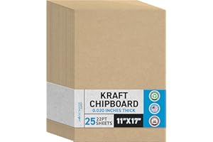MAGICWATER SUPPLY MagicWater Chipboard Sheet for DIY Projects - 11x17 Inch -25 Pack - 22 pt - Heavy Duty Kraft (0.020 Inch Thick) Paperboard, for Scrapbooking, Books, Picture Frame Backing, Arts Project & Crafts