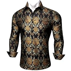 Barry.Wang Men's Dress Shirts Woven Paisley Silk