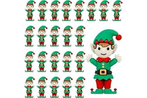 Halloscume 25 Pcs Mini Christmas Elf Figurines Mini Elves Figurines to Hide Tiny Rubber Christmas Ornaments for Gifts Home Kitchen Table Decorations (Primary Color)