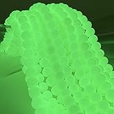 ABCGEMS Glow-in-Dark Mexican Olive-Green Aragonite Beads (AKA Cave Calcite- Extremely Rare) Healing Energy Chakra Crystal Stone Ideal for Bracelet Necklace DIY Jewelry Making Smooth Round Tiny 6mm