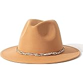 Lisianthus Classic Womens Fedora Hat Wide Brim Panama Dress Hat with Shiny Belt