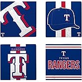 FOCO MLB Official 4-Pack Beverage Drink Ceramic Stone Coaster Set (Texas Rangers)