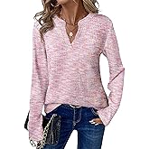 KIRUNDO Waffle Knit Tops V Neck Long Sleeve Blouses for Women Dressy Casual Henley Work Shirts 2026 Spring Fall Clothes