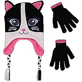 PEAK 2 PEAK Girls Knitted Animal Beanie Winter Hat & Glove Set – Warm Cold-Weather Accessories for Ages 4–9