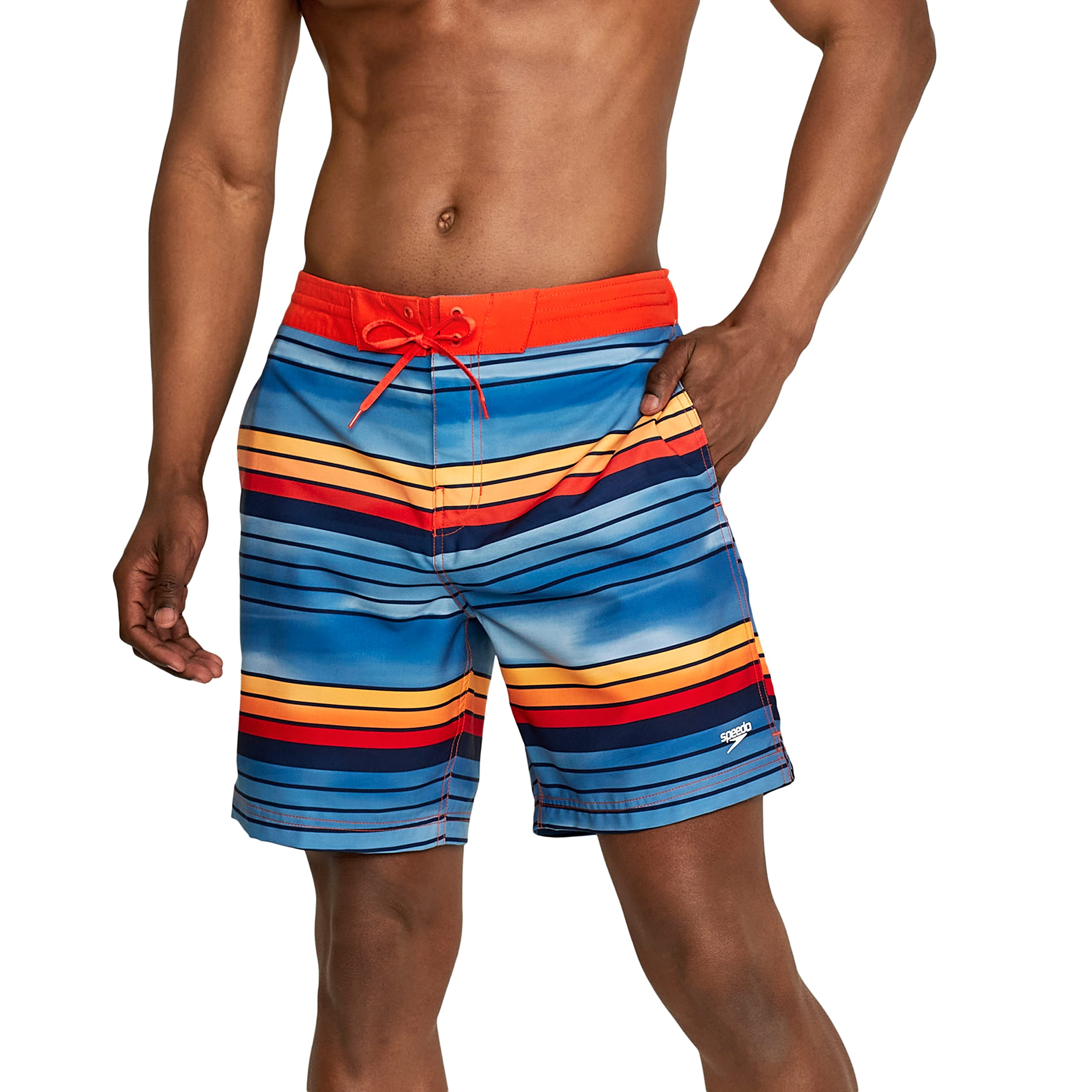 Speedo Men's Swim Trunk Knee Length Boardshort Bondi Striped Image