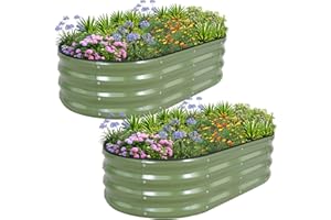 1MORE Galvanized Raised Garden Bed- Planter Garden Boxes Outdoor, Raised Beds for Gardening, 4x2x1ft Metal Garden Bed Kit for Vegetables Flower, Planter Raised Beds with Tools.Green-2pack