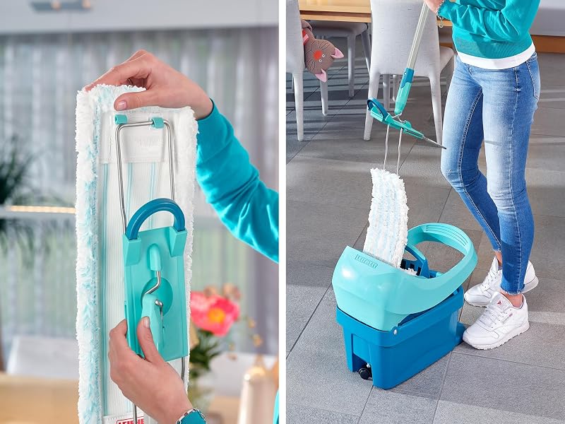 Leifheit Profi XL micro duo mop com vara de aço, mopa flexível com junta giratória, mop mop para grandes superfícies