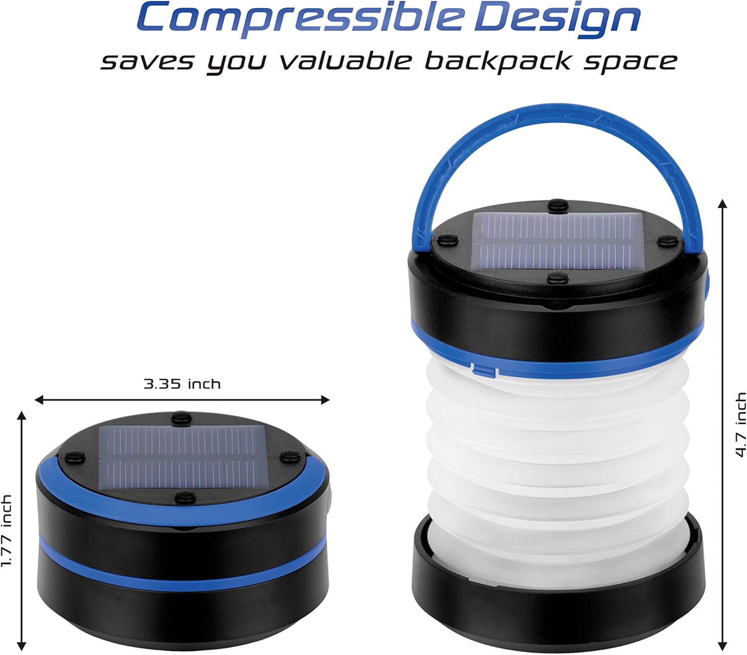 Kizen Solar Powered LED Camping Lantern - Solar or USB Chargeable, Collapsible Space Saving Design, Emergency Power Bank, Flashlight, Water Resistant. for Outdoor Night Hiking Camping Lawn!: Sports & Outdoors