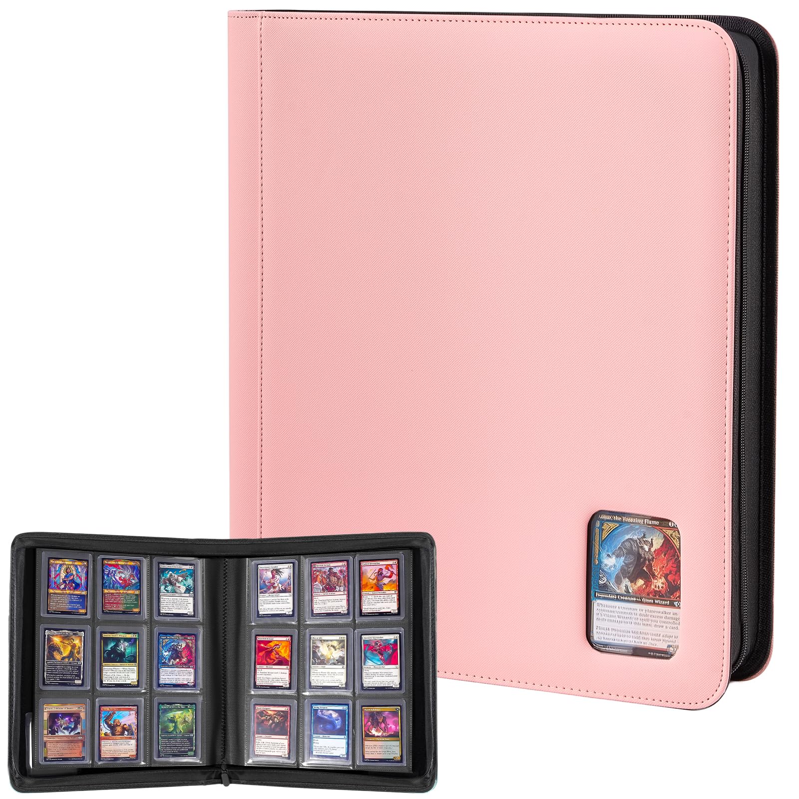 ProCase Top Loader Binder for Cards; Holds 324 Toploaders with 9 Pockets, Toploader Storage for Trading Cards or Sports Cards, Compatible with TCG, MTG in 3"x4" Toploaders -Pink