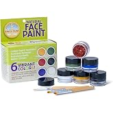 Natural Earth Paint Face Paint Kit &ndash; Non-Toxic, Mineral Makeup for Kids &amp; Adults &ndash; Organic, Long-Lasting, Easy to Wash Off &ndash; 6 Colors &amp; 3 Bamboo Applicators &ndash; Made in USA