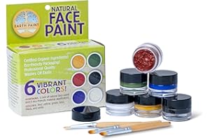 NATURAL EARTH PAINT ECO-FRIENDLY PAINT KITS Natural Earth Paint Face Paint Kit – Non-Toxic, Mineral Makeup for Kids & Adults – Organic, Long-Lasting, Easy to Wash Off – 6 Colors & 3 Bamboo Applicators – Made in USA