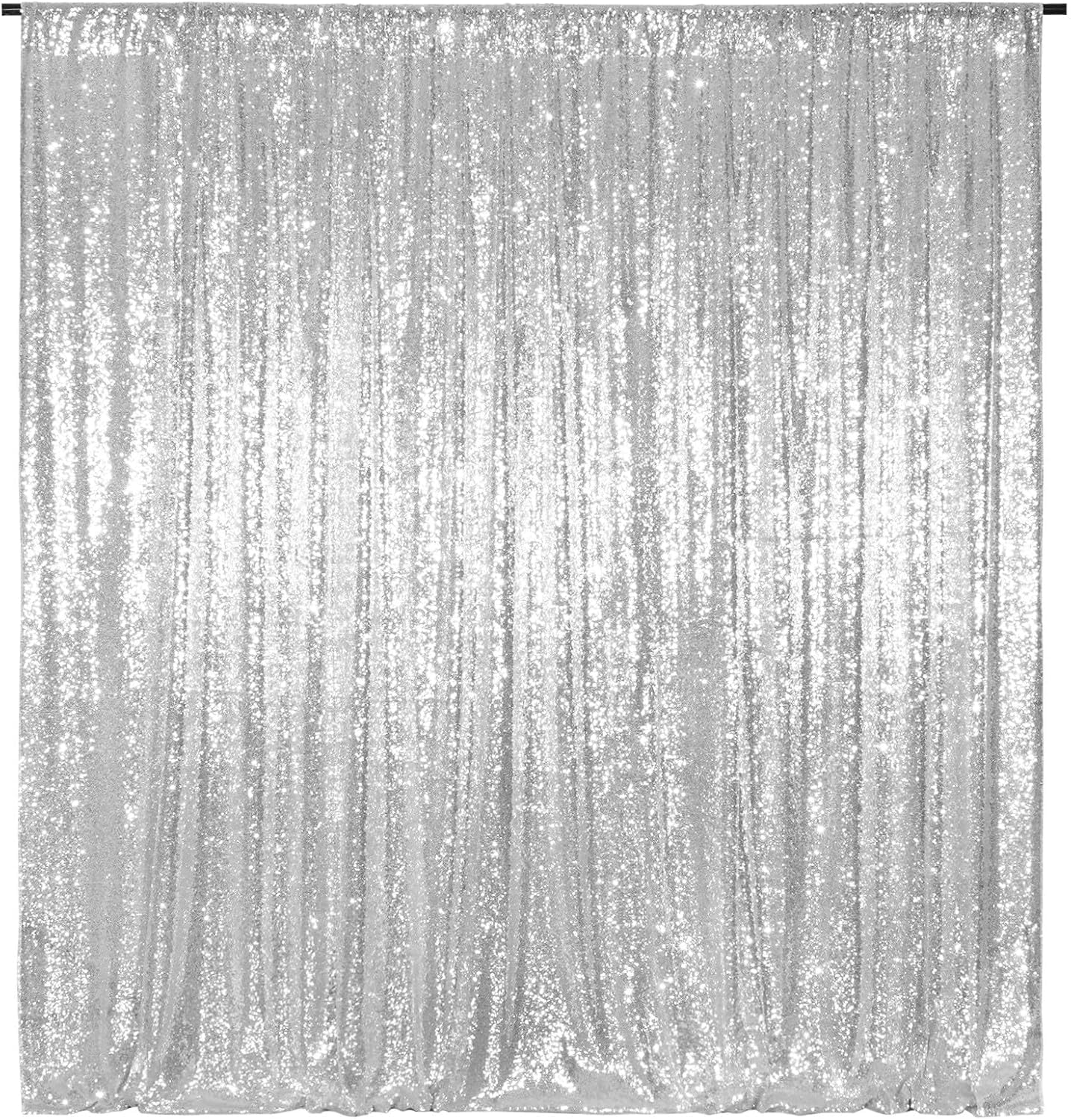 3E Home Silver Sequin Backdrop,213x213cm(7Ftx7Ft) Glitter Photo Booth Background for Christmas Birthday Wedding Baby Shower Party Decoration