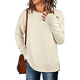 ANRABESS Sweatshirts for Women 2025 Fall Long Sleeve Shirts Oversized Crewneck Lightweight Side Split Casual Pullover Tops