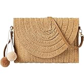 LEVOTIER Woven Straw Crossbody Bags for Women - Handmade Casual Beach Purse