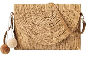 LEVOTIYER LEVOTIER Woven Straw Crossbody Bags for Women - Handmade Casual Beach Purse